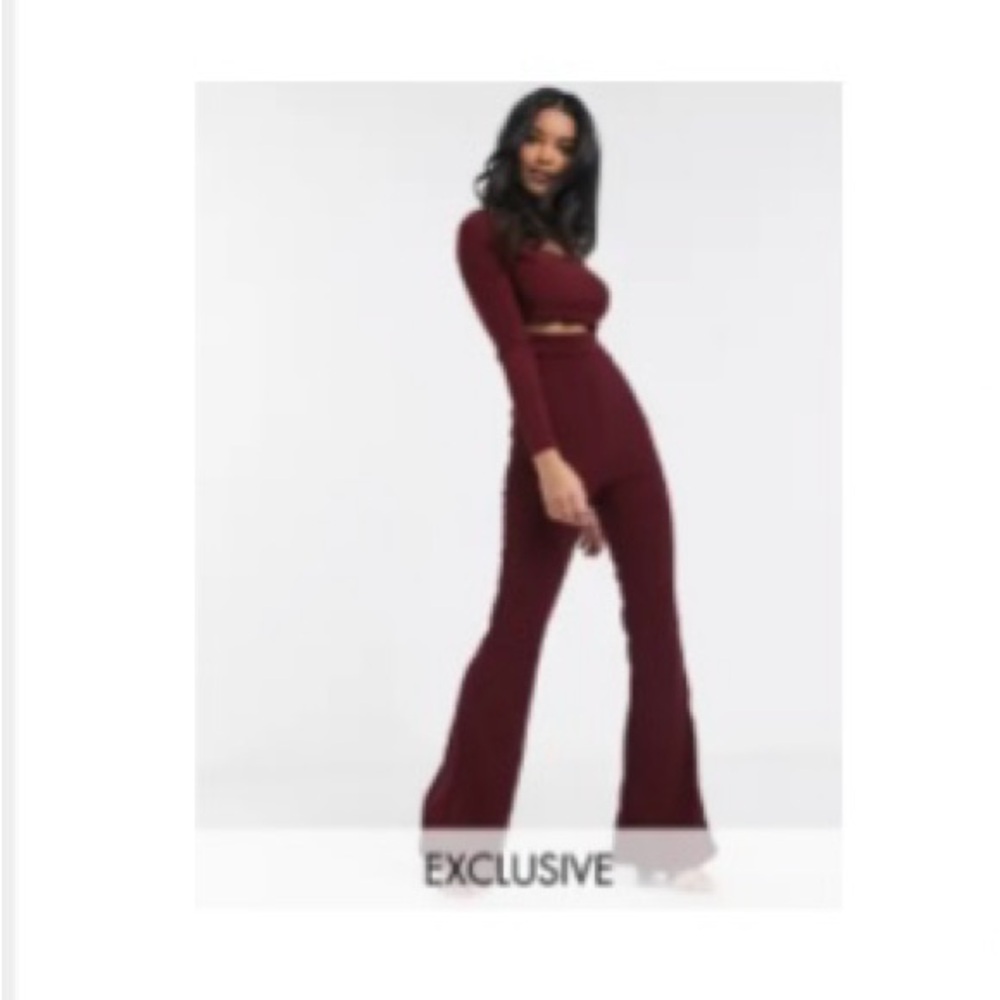 Missguided Flare Pants High-Rise Stretch- size US 8 tall